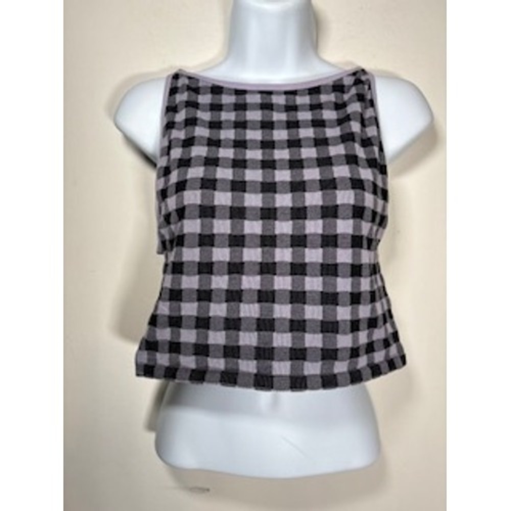 Intimately FREE PEOPLE M/L Tank Plaid Purple Black Skater Indie Whimsigoth